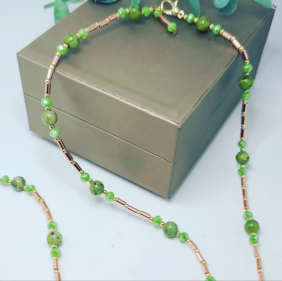 Zoisite, Golden Hematite Ling necklace - Picture 3 of 4